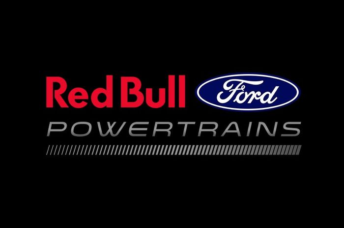 Logo de Red Bull et Ford Powertrains sur fond noir.